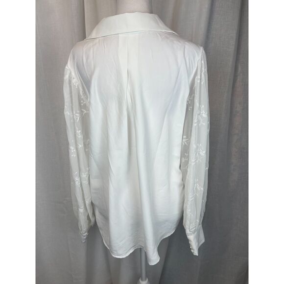 Soft Surroundings Sheer Sleeve Button-Down Blouse – Size L - Picture 2 of 6
